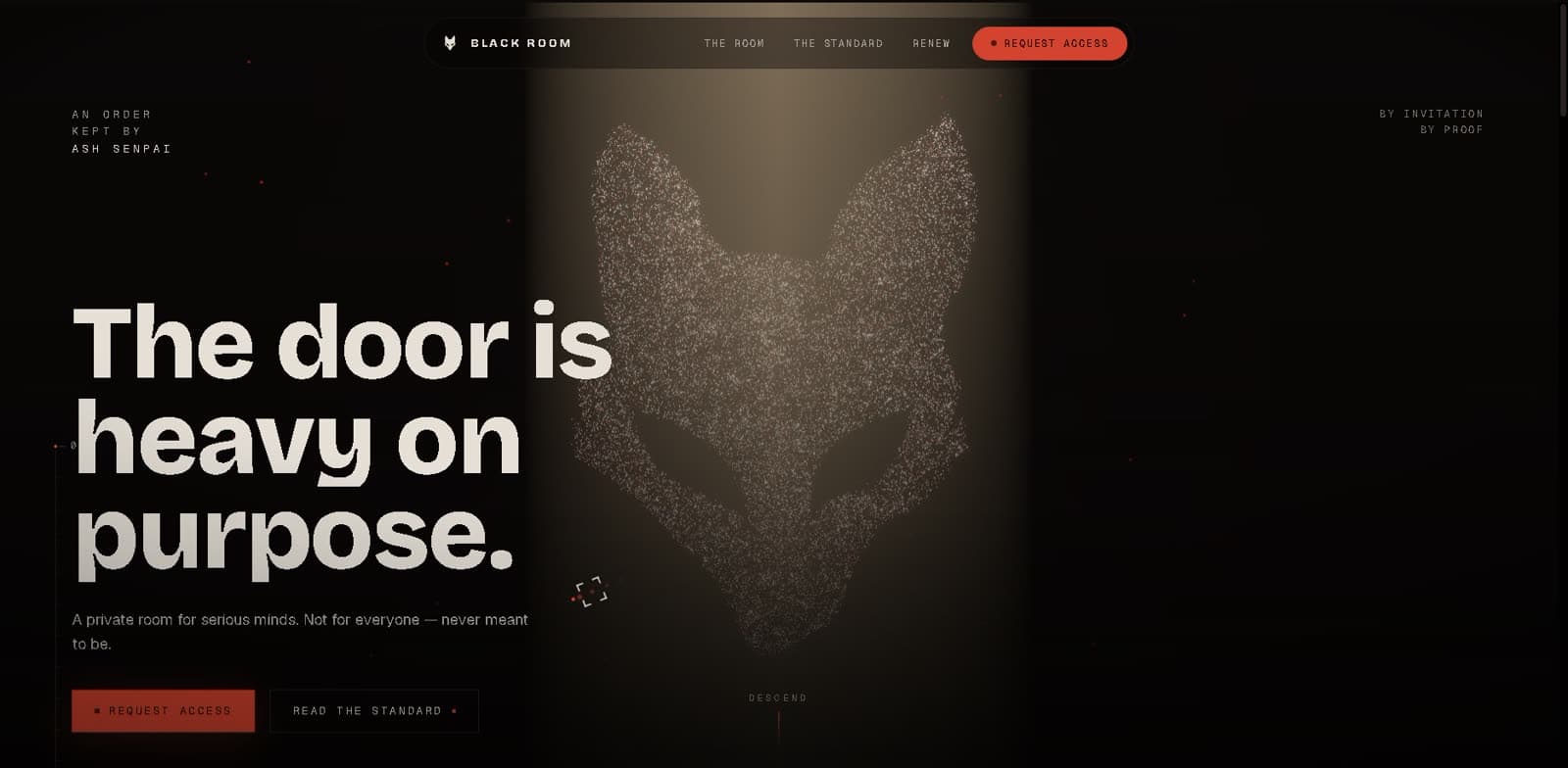 THE BLACK ROOM, an earlier project interface